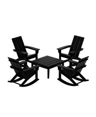5-Piece Modern Adirondack Outdoor Rocking Chair with Side Table Set