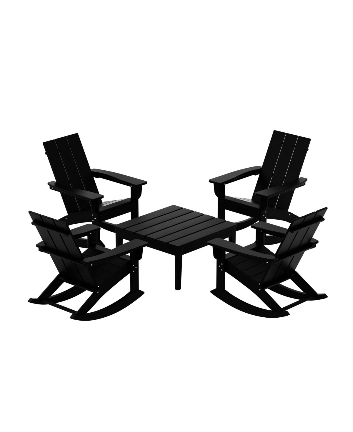 Westintrends 5piece Modern Adirondack Outdoor Rocking Chair With Side