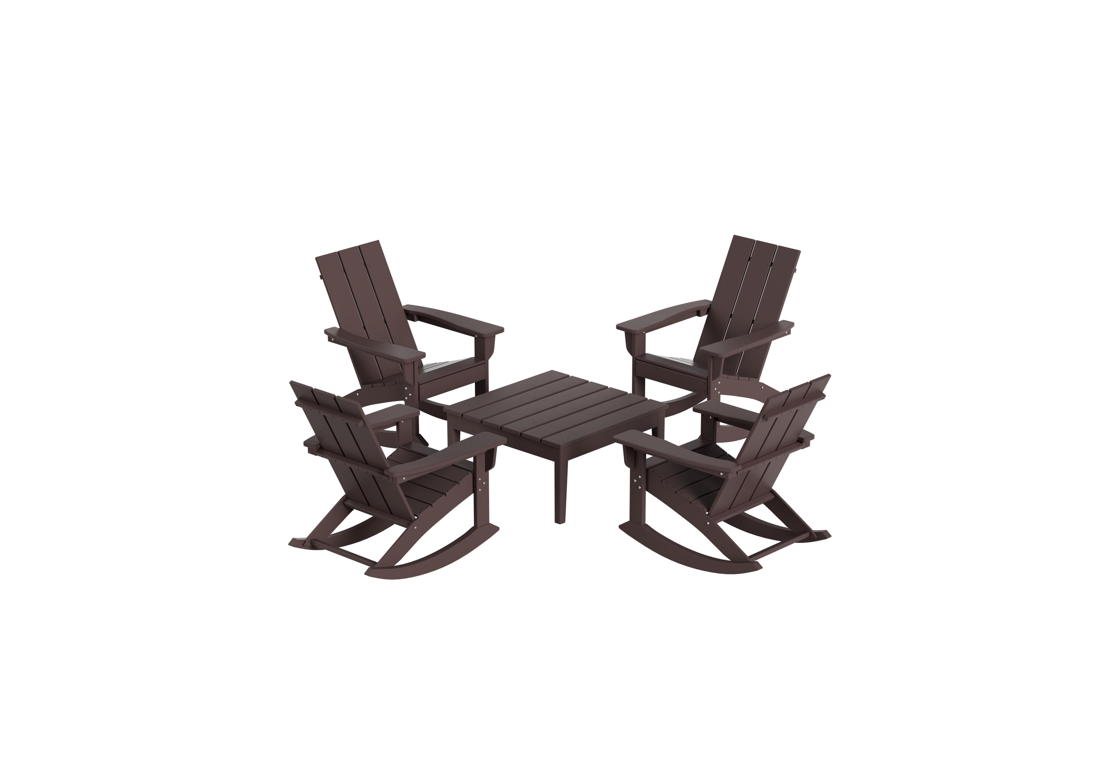 WestinTrends 5-Piece Modern Adirondack Outdoor Rocking Chair with Side Table Set