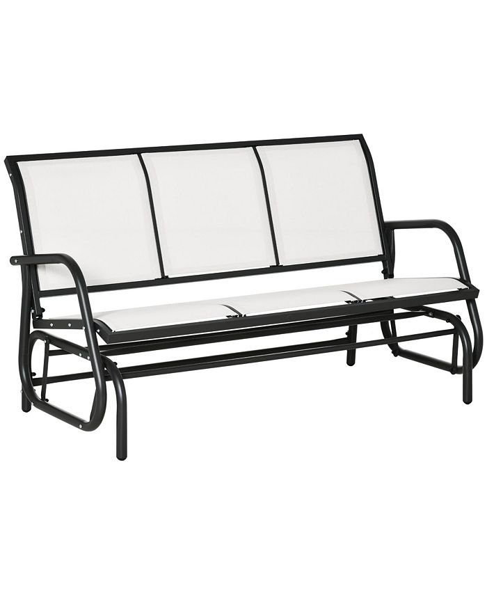 Outsunny 3Person Patio Glider Bench, Outdoor Porch Glider Swing with 3