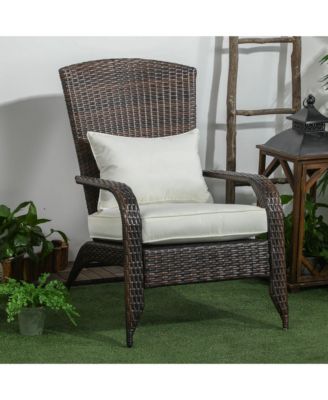 Patio Wicker Adirondack Chair with Soft Cushions,