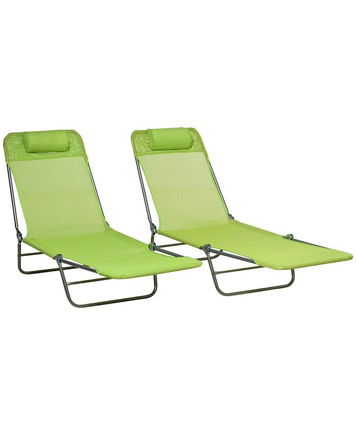 Outsunny Folding Chaise Lounge Pool Chairs, Outdoor Sun Tanning Chairs