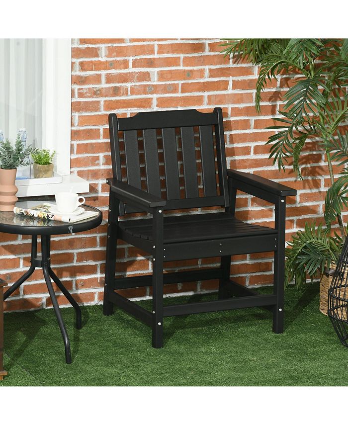Outsunny Plastic Patio Chairs, Outdoor Dining Chair with Armrests and