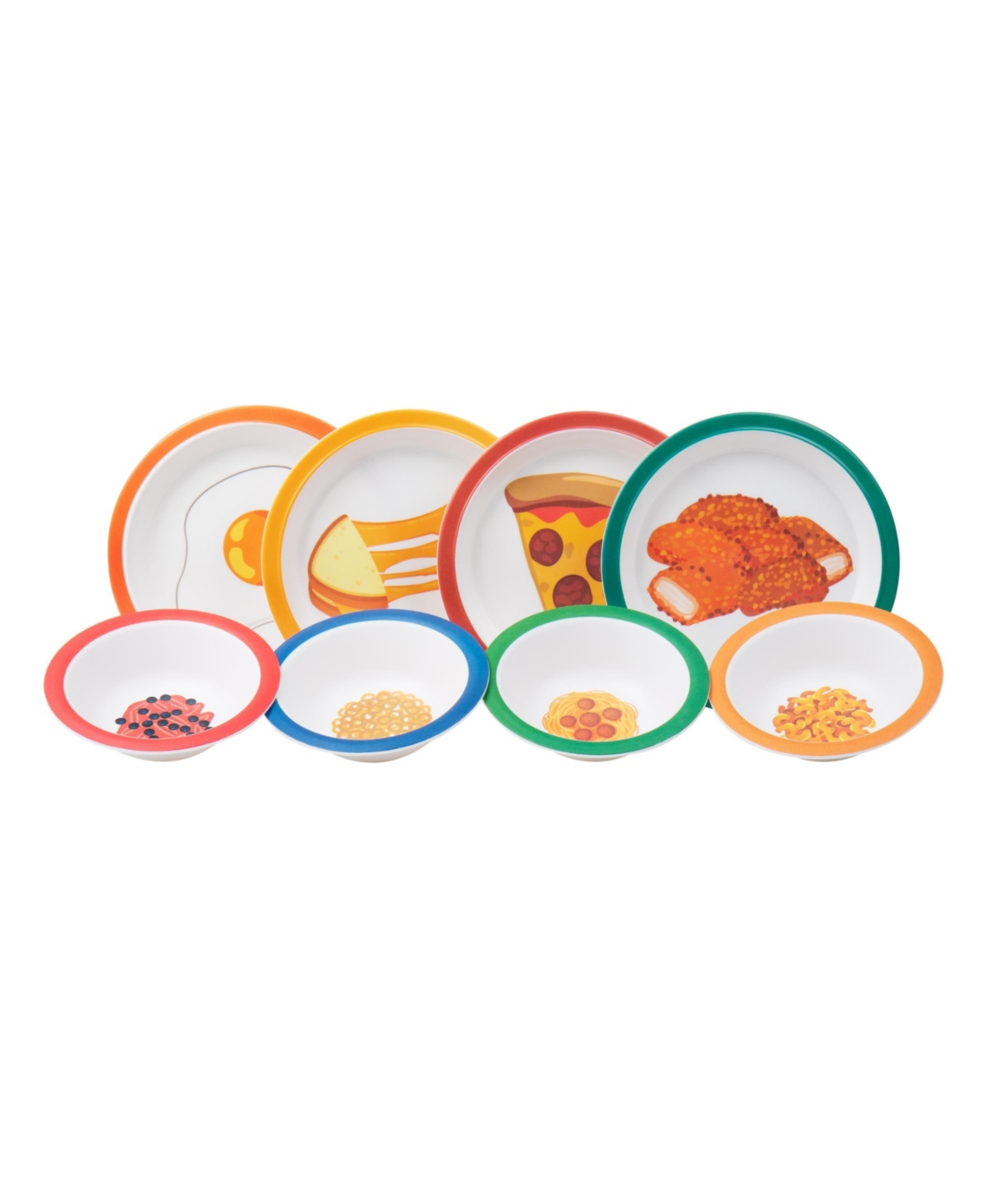 Mind Reader Bon Appetite Collection, Kids Plate And Bowl Set, Kitchen, Serveware, Set Of 8 In Multi