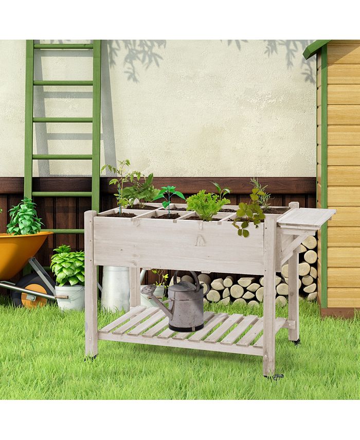 Outsunny 49" x 21" x 34" Raised Garden Bed w/ 8 Grow Grids, Outdoor