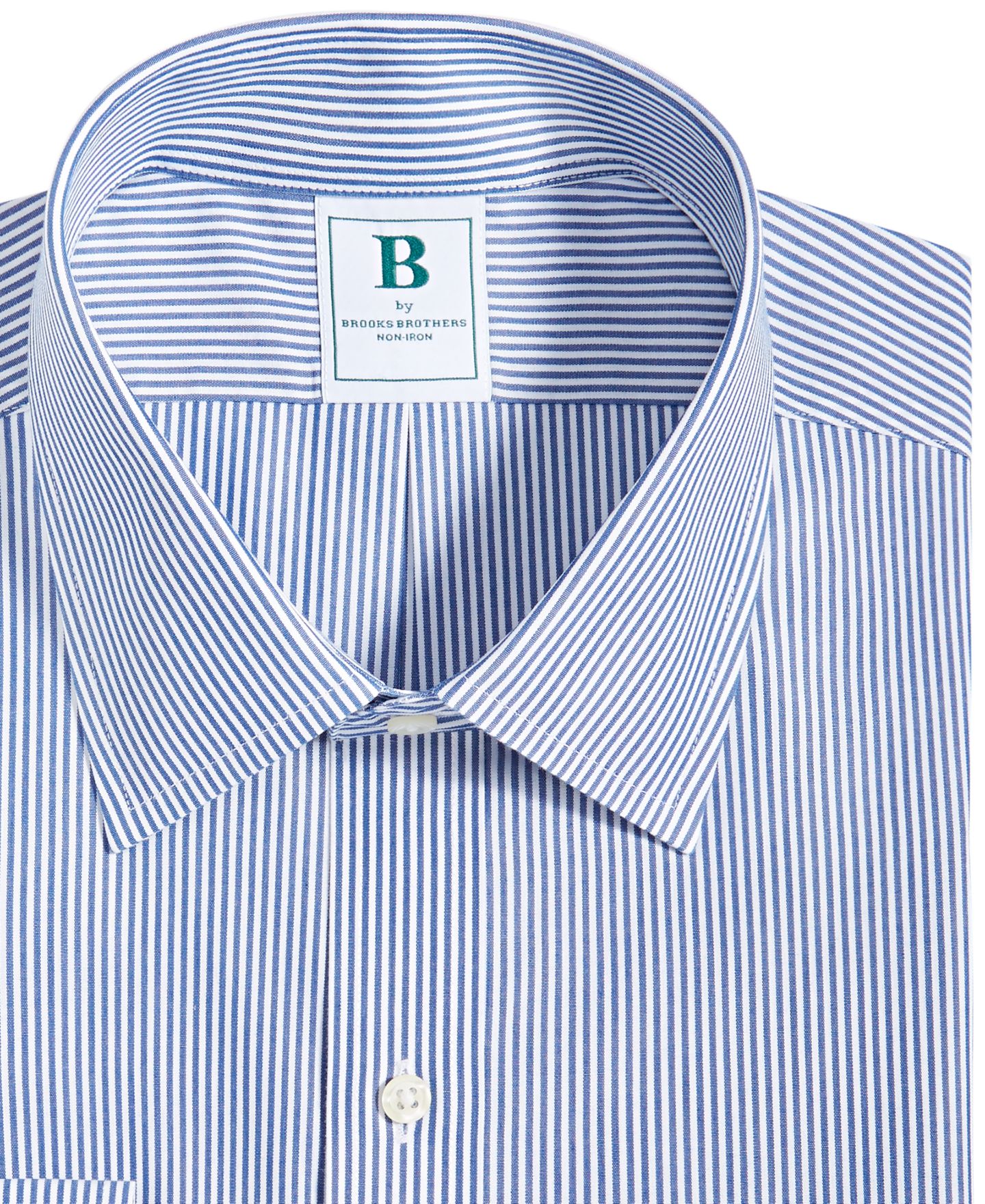 Мужская рубашка Brooks Brothers Regular Fit Non-Iron Spread Collar Bengal Stripe Broadcloth Dress Shirt, цвет: Синий — фото 5