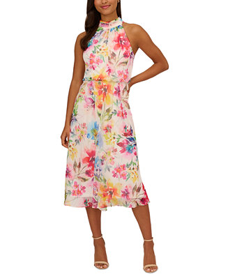 Adrianna Papell Women's Sleeveless Chiffon Halter Dress - Macy's