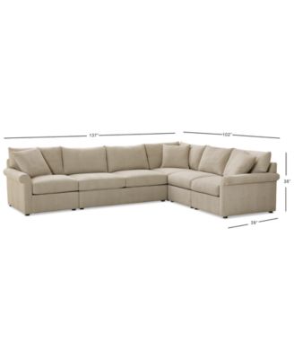 CLOSEOUT! Wrenley 137" 5-Pc. Fabric L-Shape Modular Sectional Sofa