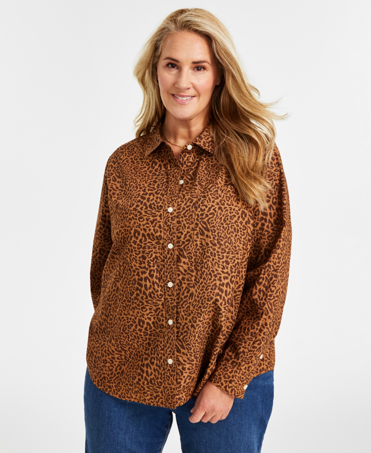 STYLE & CO PLUS SIZE PERFECT PRINTED SHIRT, CREATED FOR MACY'S