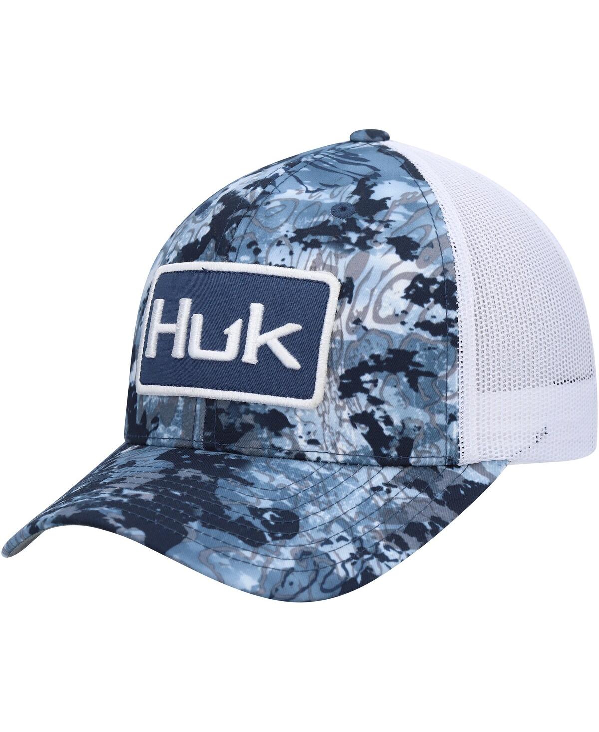 Shop Huk Men's  Blue Tide Change Trucker Snapback Hat