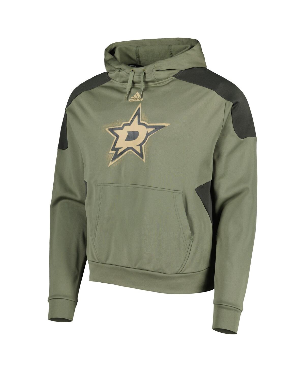 Shop Adidas Originals Men's Adidas Olive Dallas Stars Military-inspired Appreciation Primegreen Pullover Hoodie