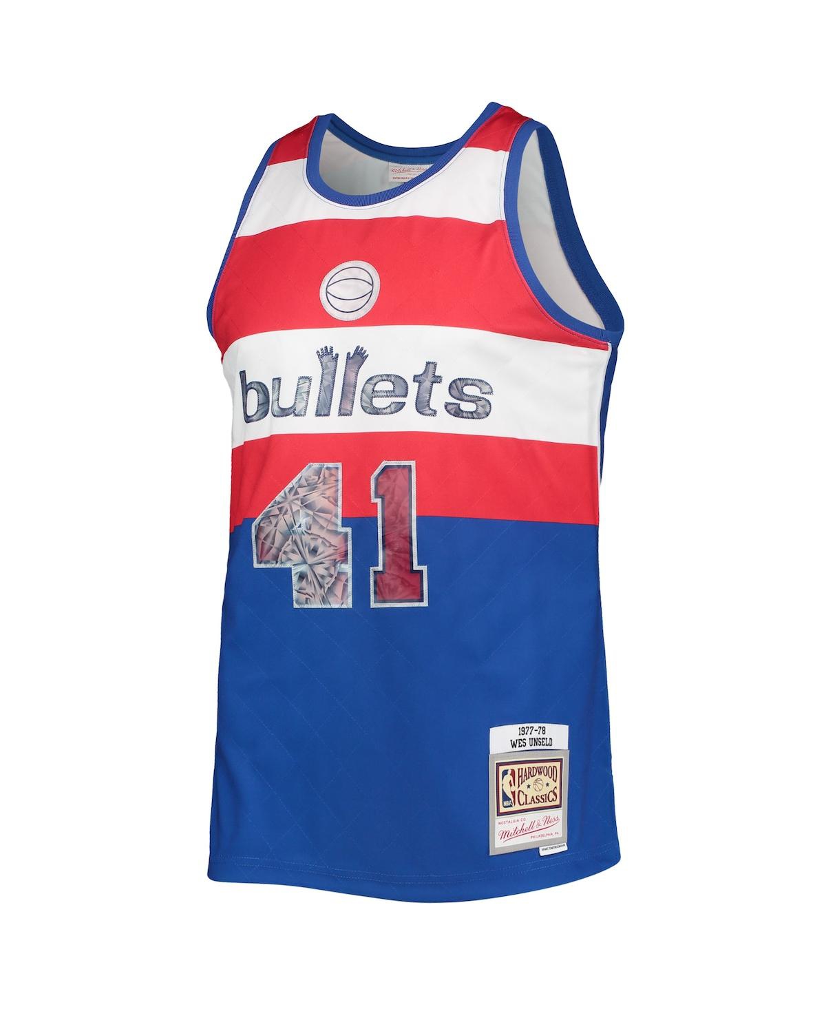 Men's Mitchell & Ness Wes UnseldWashington Bullets 1977-78 Hardwood Classics Nba 75th Anniversary Diamond Swingman Jersey - Blue