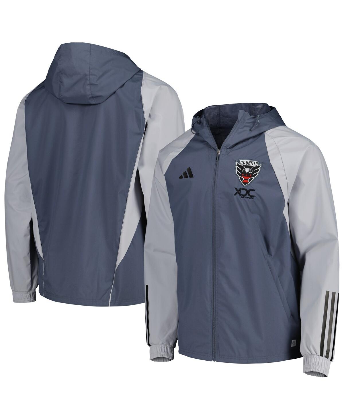 Shop Adidas Originals Men's Adidas Charcoal D.c. United All-weather Raglan Hoodie Full-zip Jacket