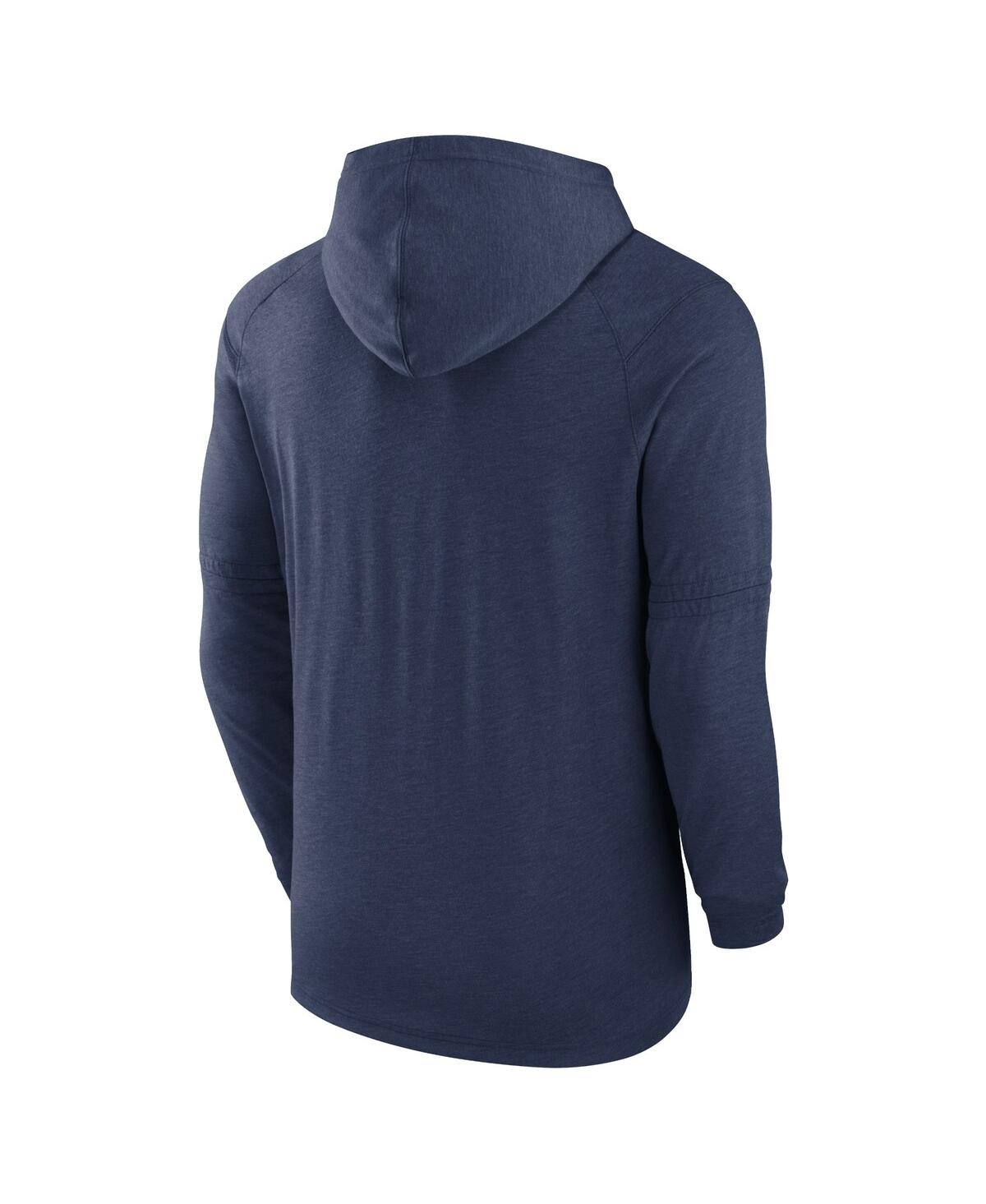 Men's NikeMilwaukee Brewers Authentic Collection Early Work Tri-Blend Performance Pullover Hoodie - Heather Navy