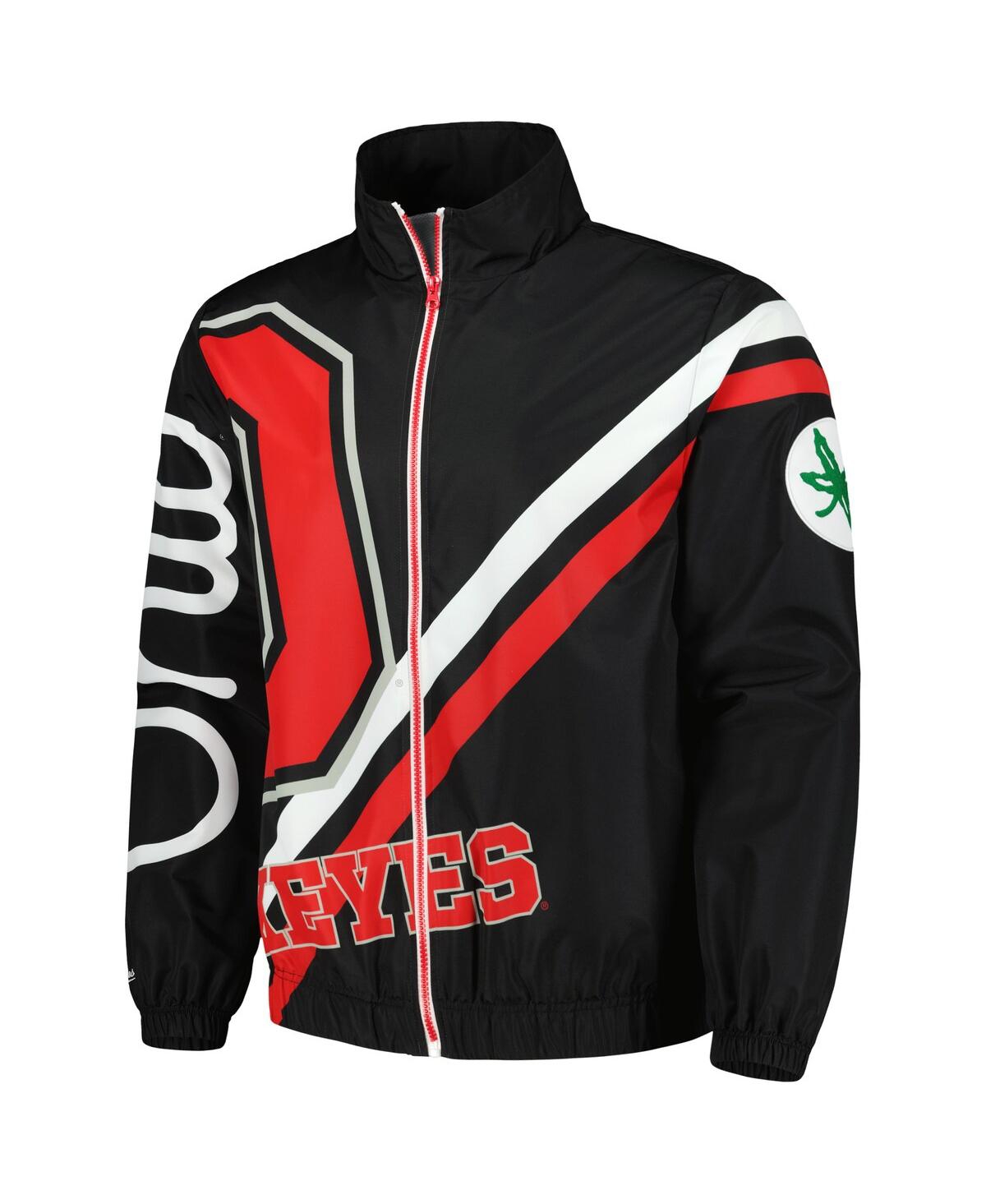 Mitchell & Ness Men's  Black Ohio State Buckeyes Exploded Logo Warm Up Full-zip Jacket In Black