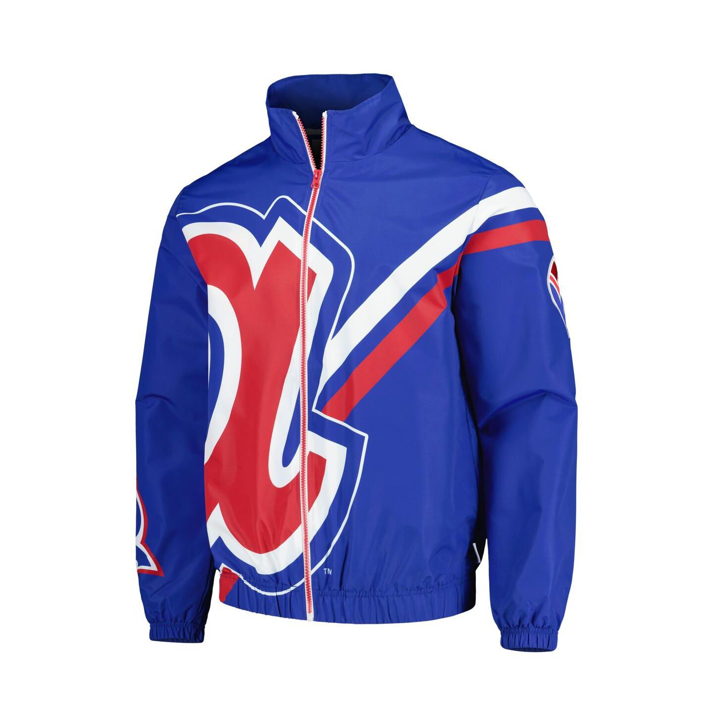 Мужская куртка Mitchell & Ness Royal Atlanta Braves Exploded Logo Warm Up Full-Zip — фото 3