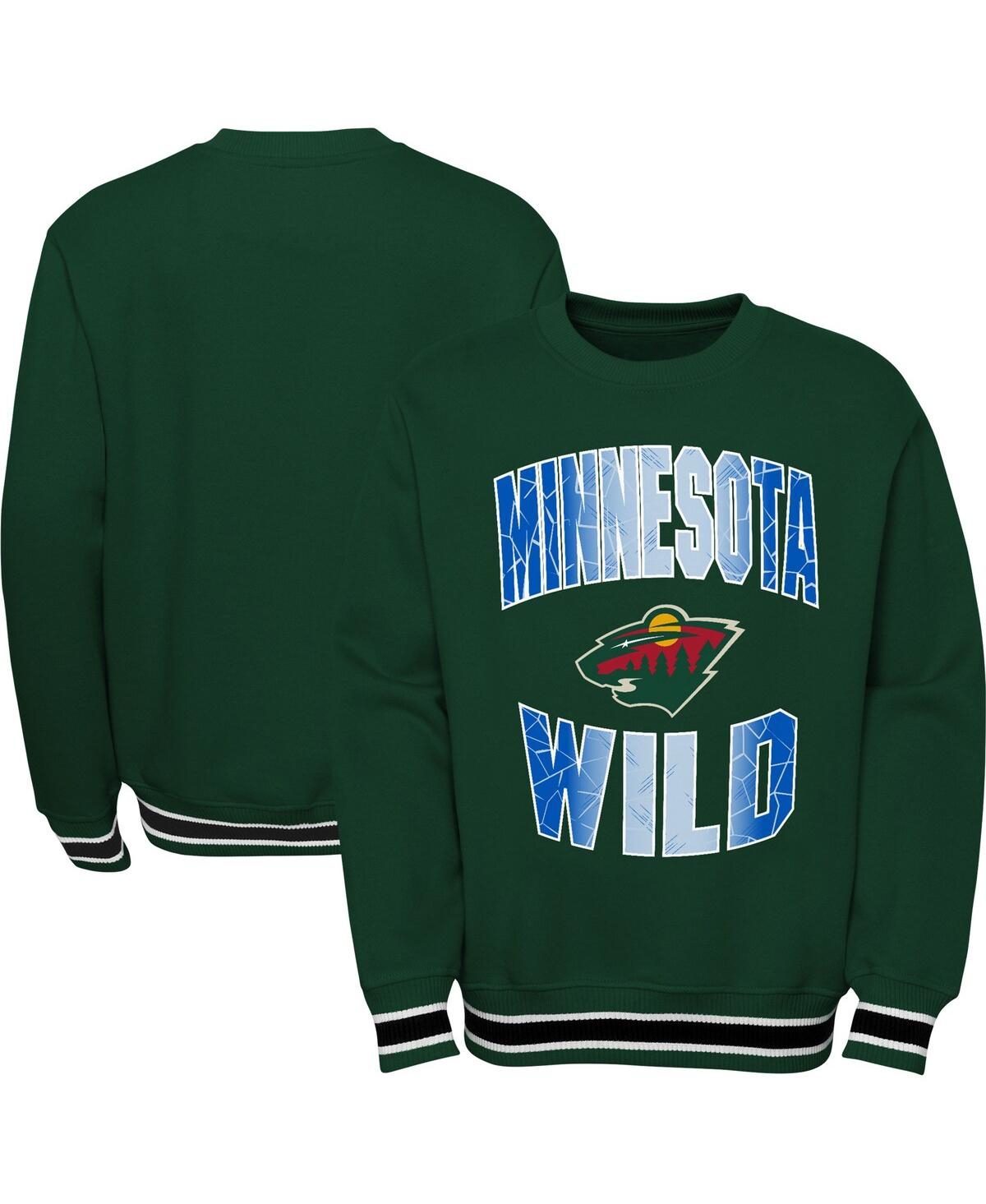Shop Outerstuff Big Boys And Girls Green Minnesota Wild Classic Blueliner Pullover Sweatshirt
