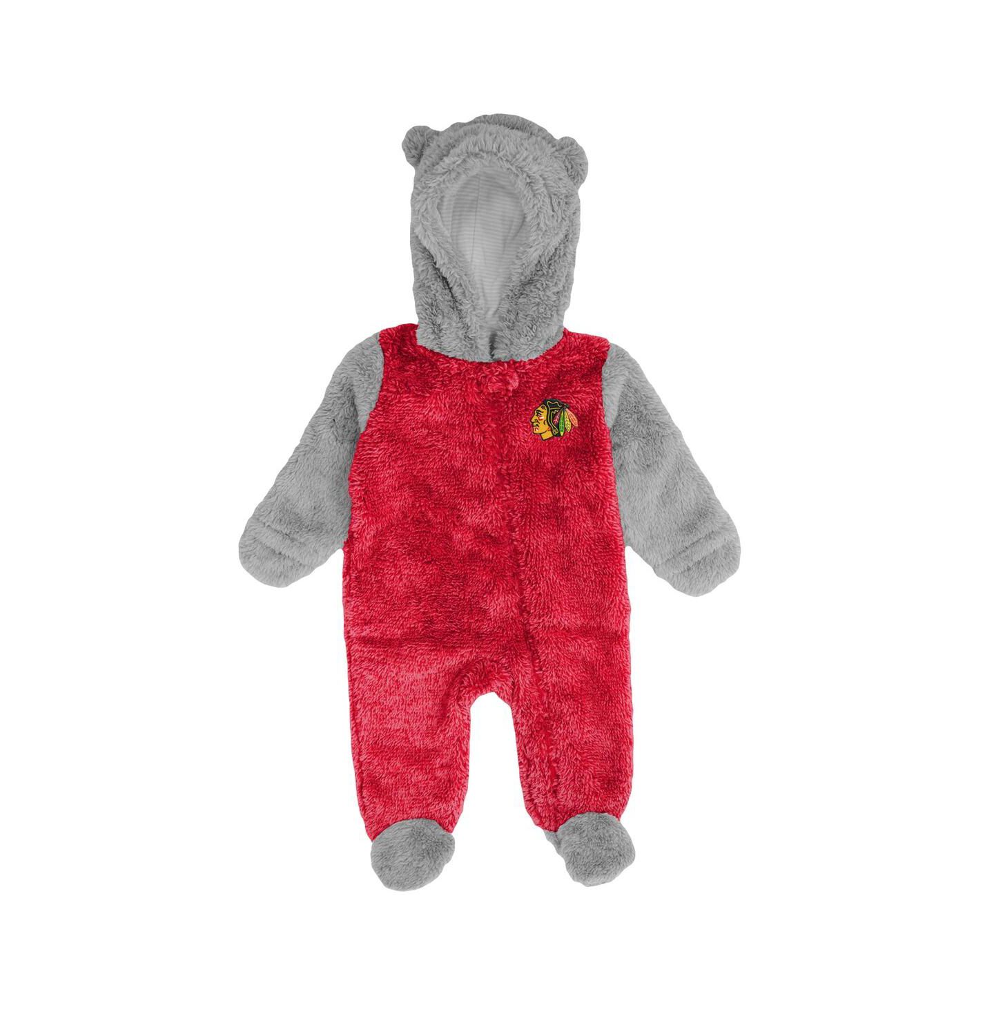 Outerstuff Newborn and Infant Boys and Girls Red Chicago Blackhawks Game Nap Teddy Fleece Bunting Full-Zip Sleeper — фото 3