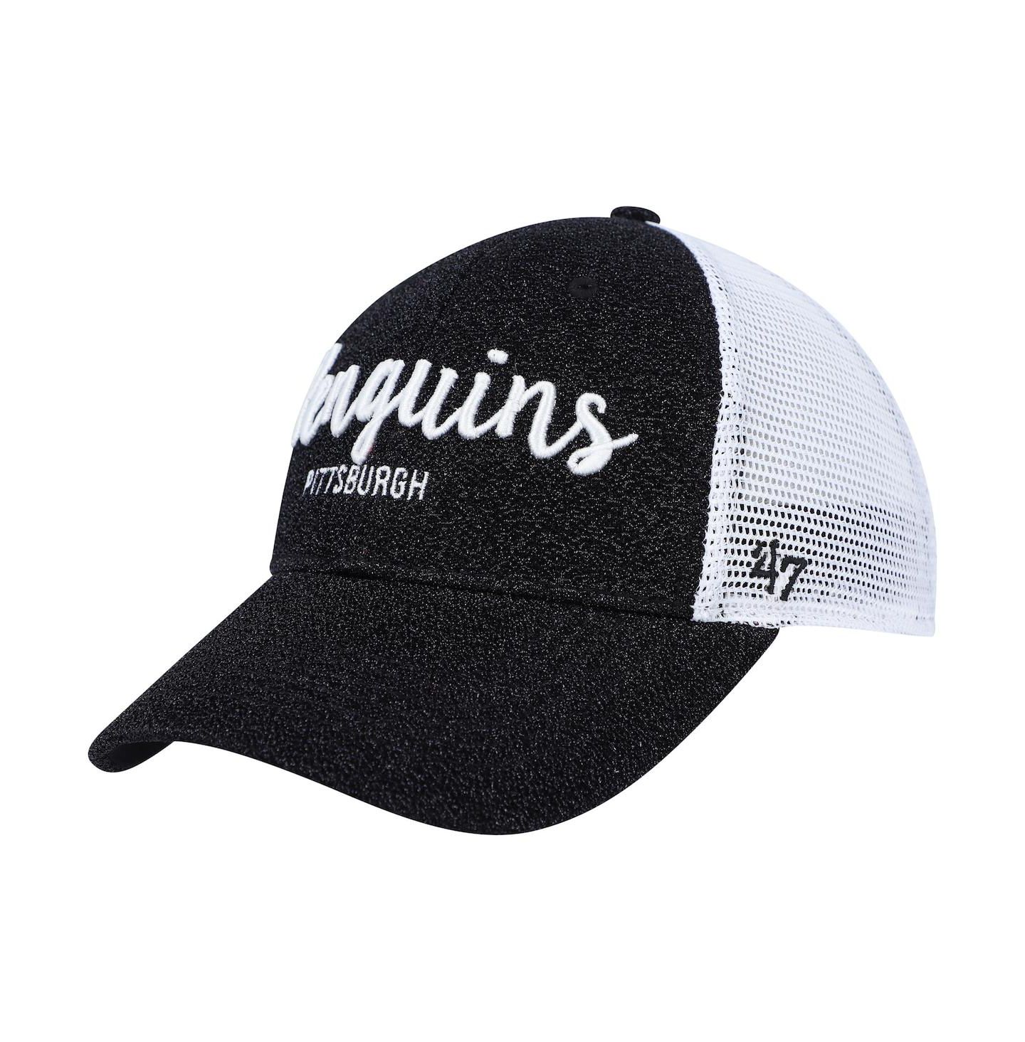 Женская кепка '47 Brand Black, White Pittsburgh Penguins Encore MVP Trucker Snapback Hat — фото 1