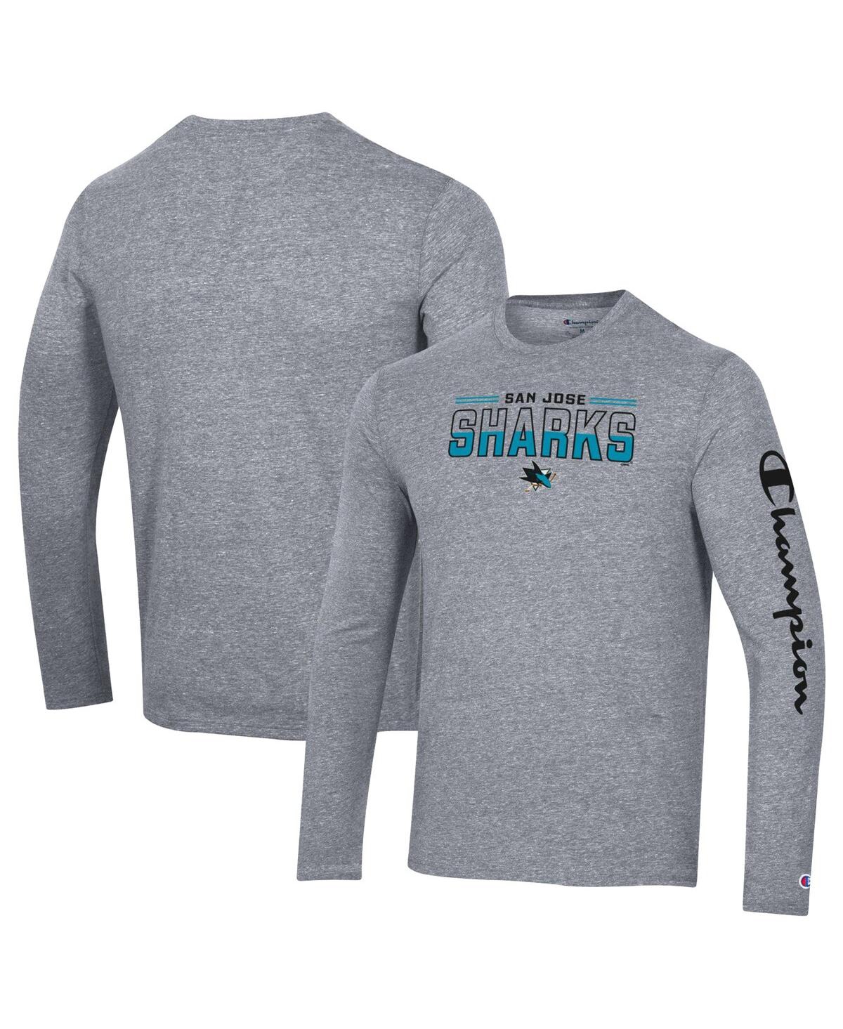 Champion Heather Gray San Jose Sharks Tri-blend Long Sleeve T-shirt In Gray