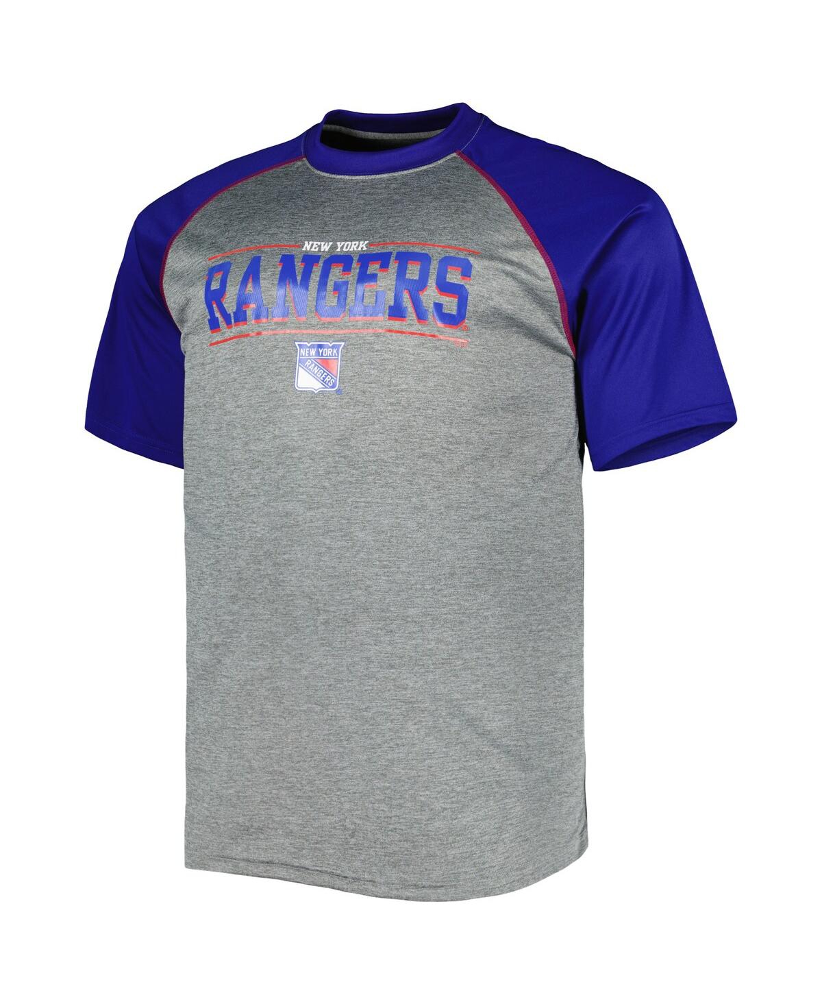 Shop Profile Men's Heather Gray New York Rangers Big And Tall Logo Raglan T-shirt