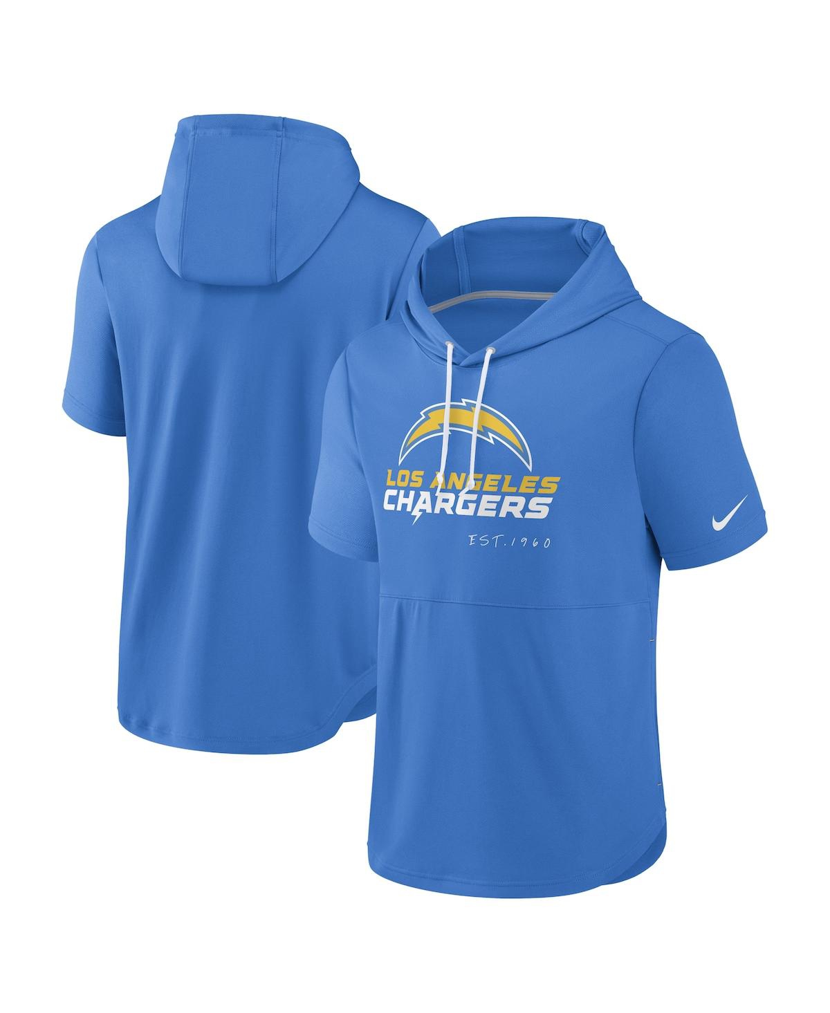Shop Nike Men's  Powder Blue Los Angeles Chargers Short Sleeve Pullover Hoodie