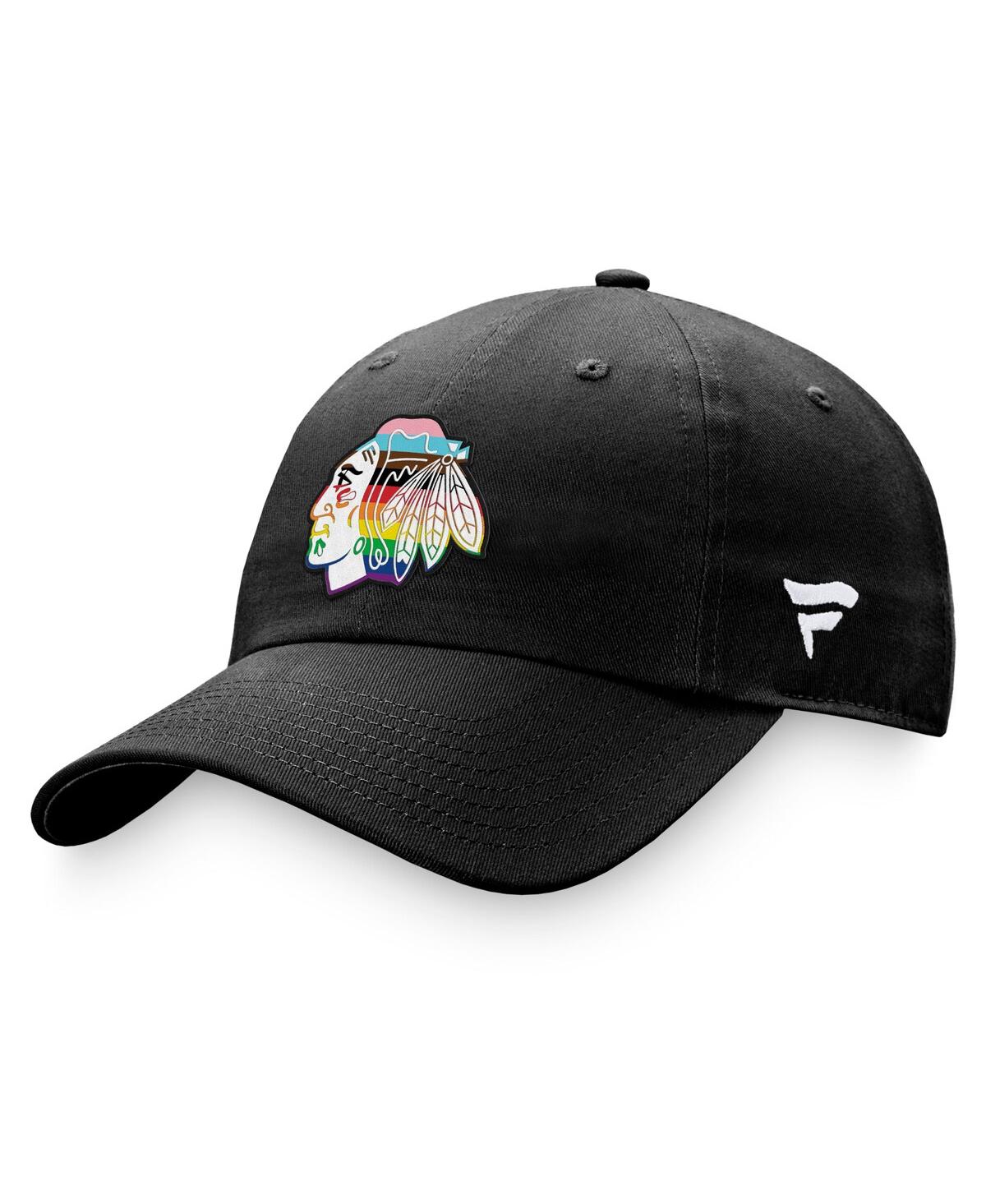 Fanatics Men's  Black Chicago Blackhawks Team Logo Pride Adjustable Hat