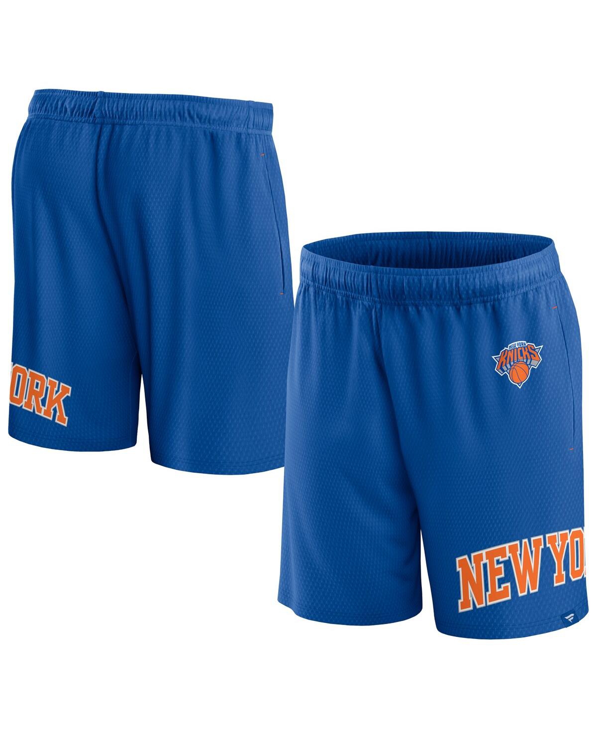 Shop Fanatics Men's  Blue New York Knicks Free Throw Mesh Shorts