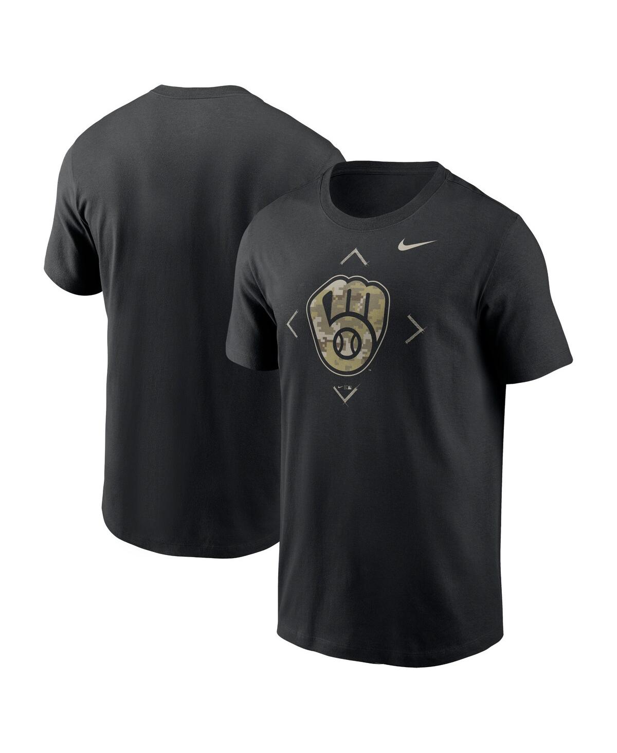 Nike Men's  Black Milwaukee Brewers Camo Logo T-shirt