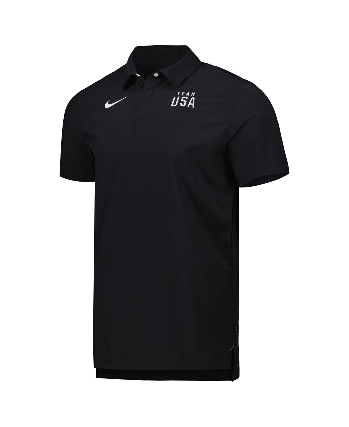 Shop Nike Men's  Black, White Team Usa Coaches Performance Polo Shirt In Black,white