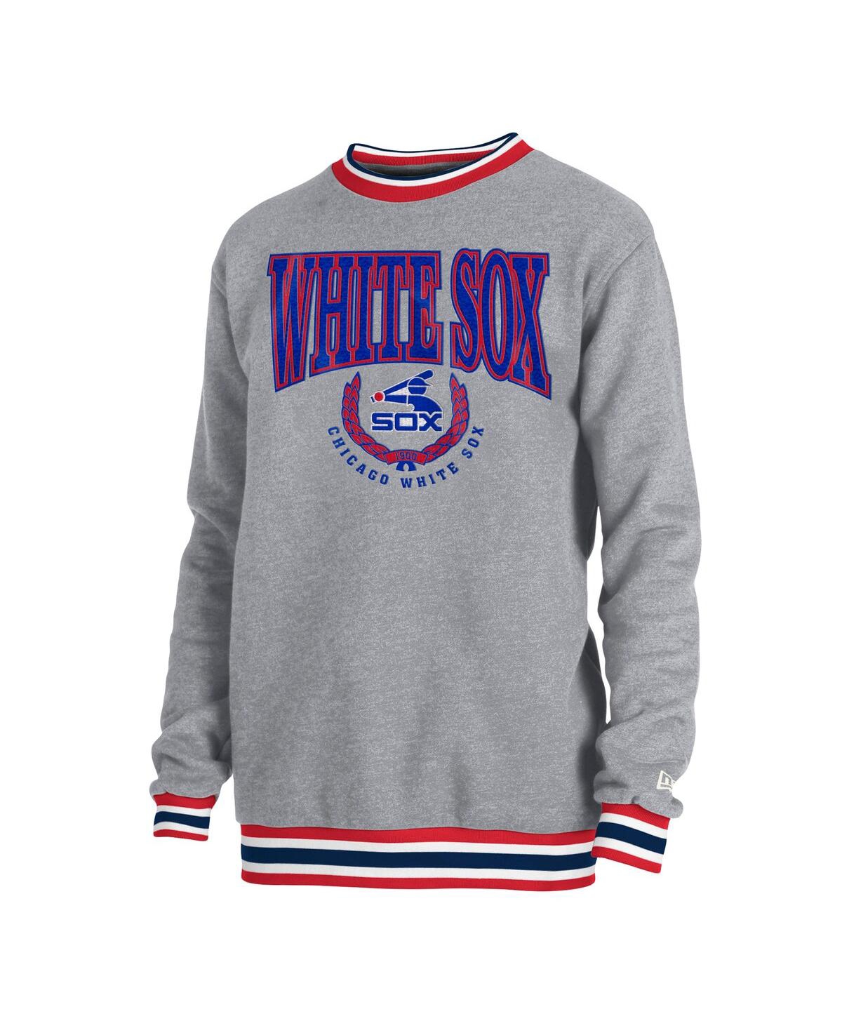 Shop New Era Men's  Heather Gray Chicago White Sox Throwback Classic Pullover Sweatshirt