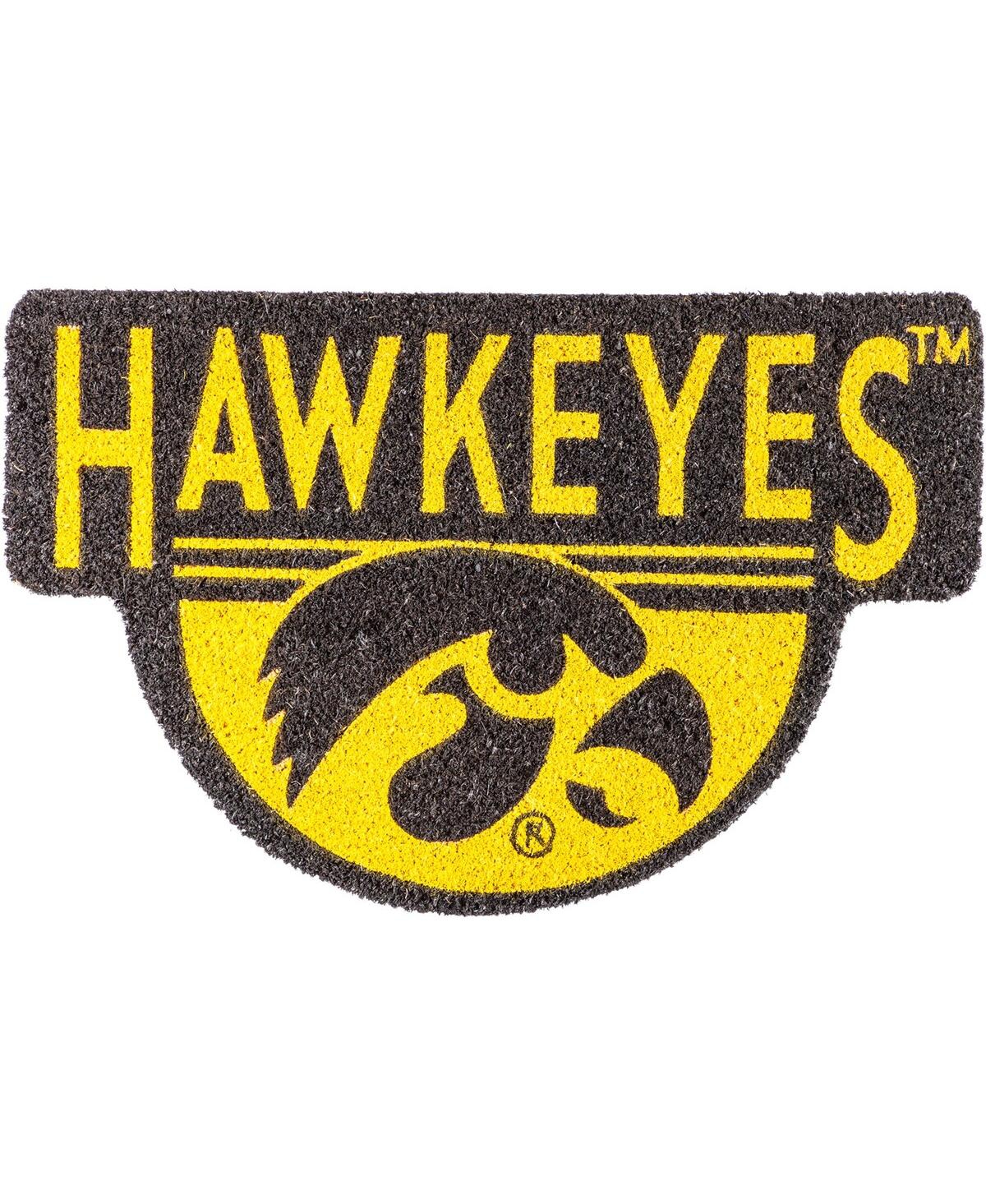 Evergreen Enterprises Iowa Hawkeyes Shaped Coir Doormat In Black,yellow