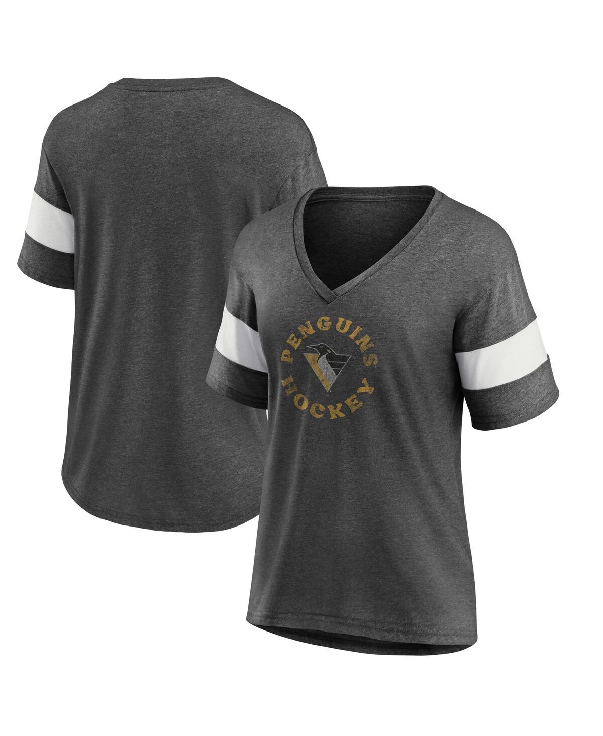 Fanatics Branded Heather Charcoal Pittsburgh Penguins Special Edition 2.0 Ring The Alarm V-neck T-sh In Heather Charcoal