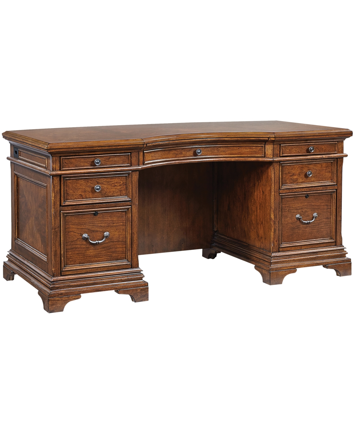 Furniture Hawthorne 66" Curved Exec Desk In Carmel Brown