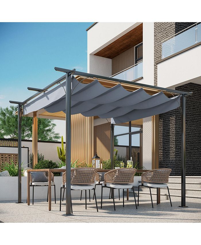 Outsunny 10' x 10' Retractable Patio Gazebo Pergola with UV Resistant