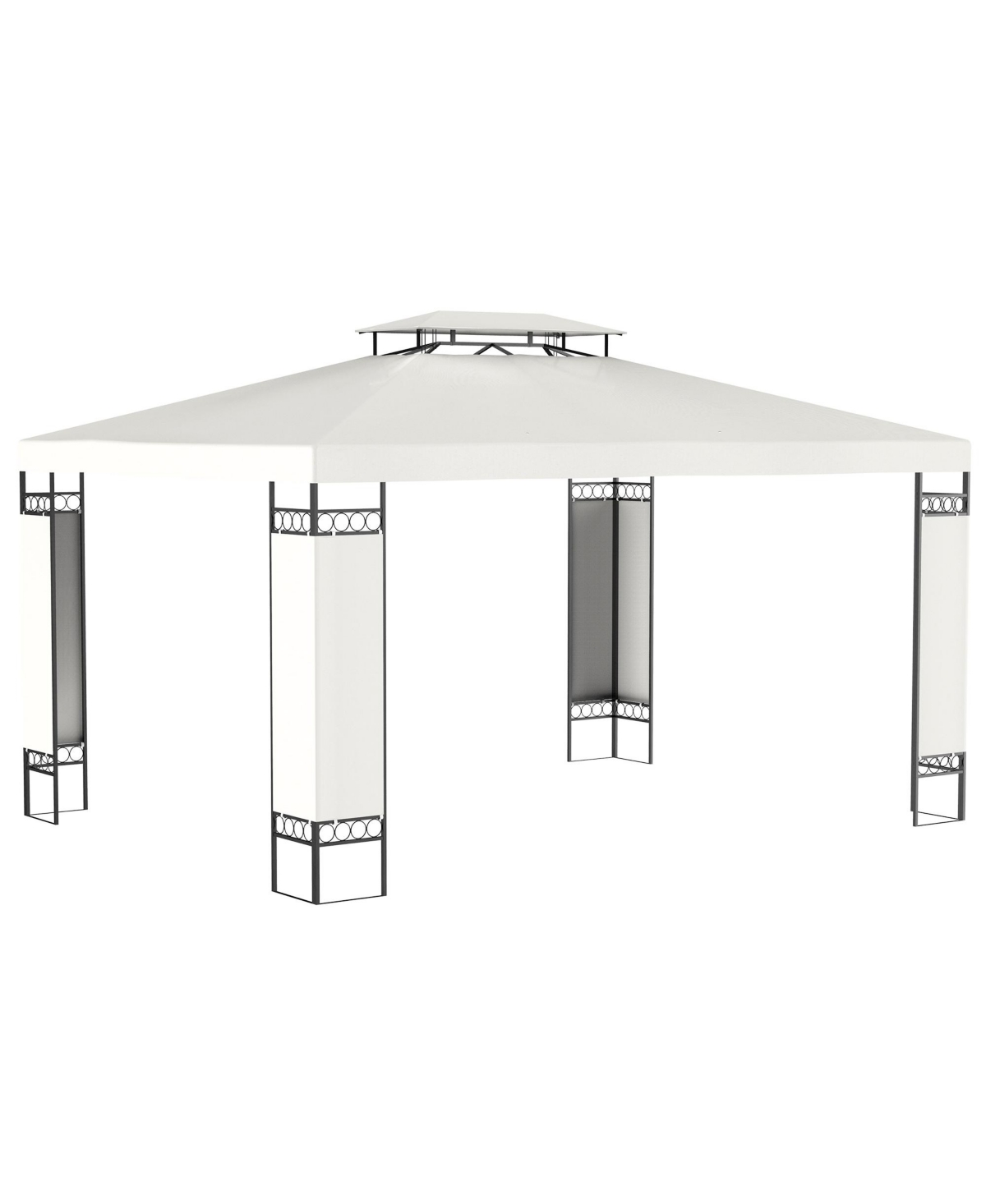 13' x 10' Patio Gazebo Outdoor Canopy Shelter with Double Vented Roof, Steel Frame for Lawn Backyard and Deck, Cream White - White