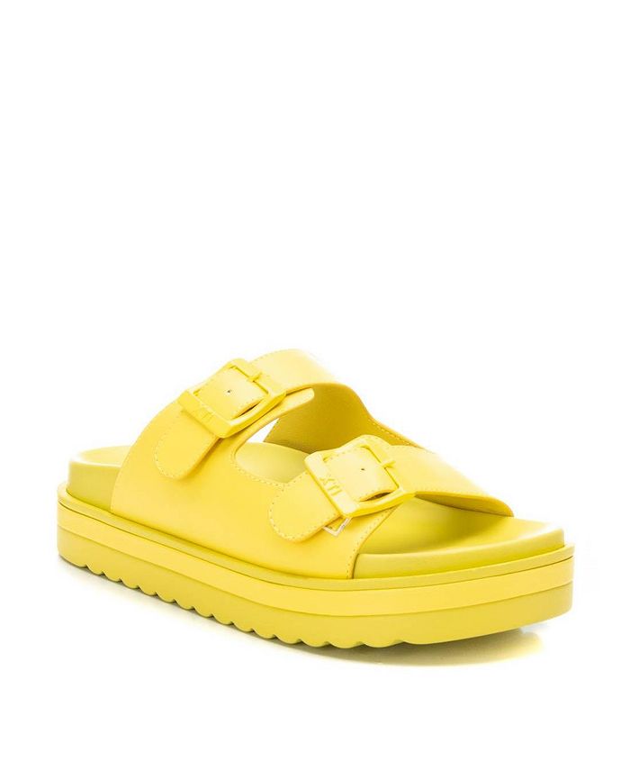 XTI Women's Double Strap Buckle Sandals By Yellow - Macy's
