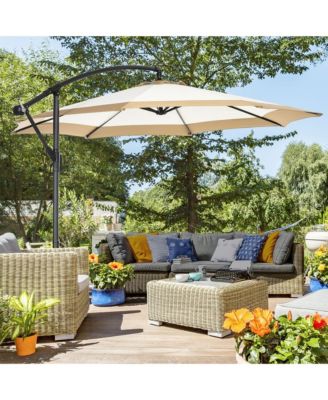 10' Cantilever Umbrella Offset Patio Umbrella w/ Cross Base,