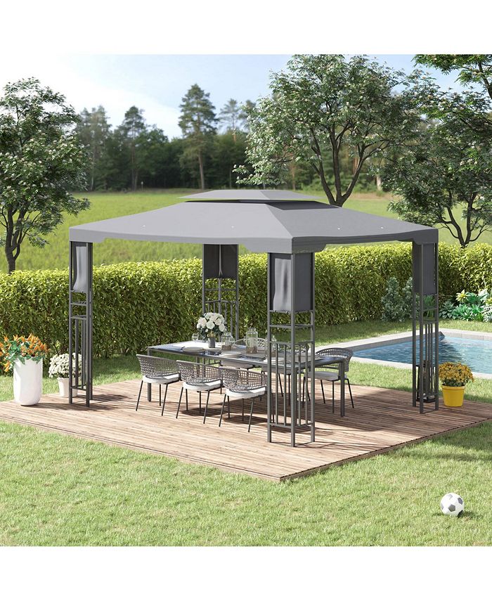 Outsunny 13' x 10' Patio Gazebo Outdoor Canopy Shelter with Double