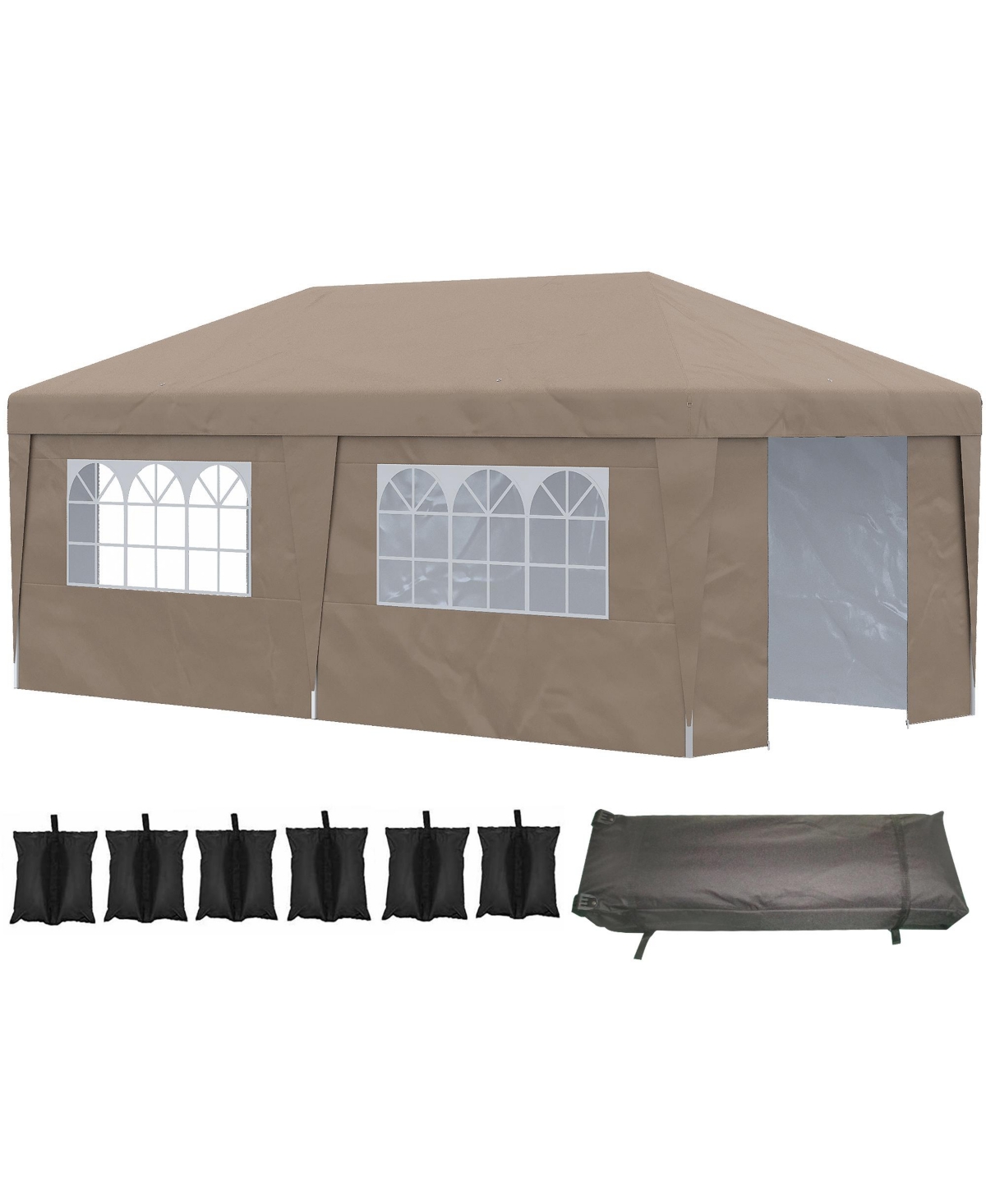 10' x 20' Pop Up Canopy Tent with Sidewalls, Height Adjustable Large Party Tent Event Shelter with Leg Weight Bags, Double Doors and Wheeled