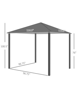 Patio Gazebo 10' x 10' Outdoor Soft Top Canopy Tent with Zippered Mesh Sidewalls, Privacy Curtains, Netting, Dark Grey