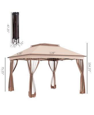11' x 11' Pop Up Gazebo Outdoor Canopy Shelter with 2-Tier Soft Top, and Removable Zipper Netting, Event Tent with Large Shade, and Storage Bag for Patio, Backyard, Garden, Khaki