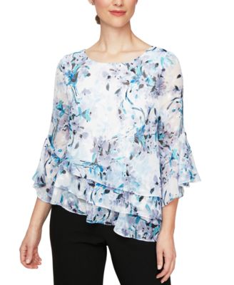 Abito Lungo Da Sera In Chiffon Floreale Con Scialle Abbinato - Taglia 52 - Maniche Corte Scollo Alto - 2