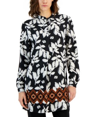 Anne Klein - Women's Printed Popover Tunic