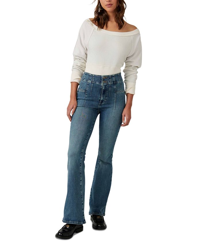 Free People Women's Mindy High Waist Flare Jeans brown Size 27