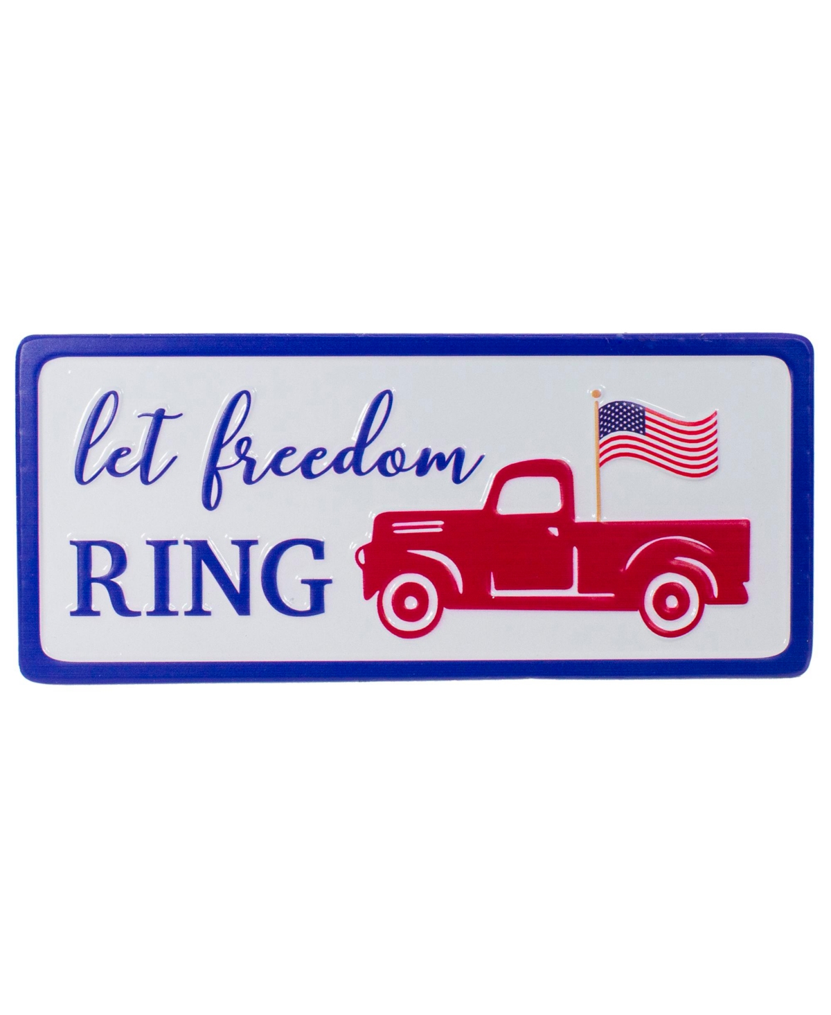 Northlight 12" Metal Patriotic "let Freedom Ring" Sign With A Flag Wall Decor In White