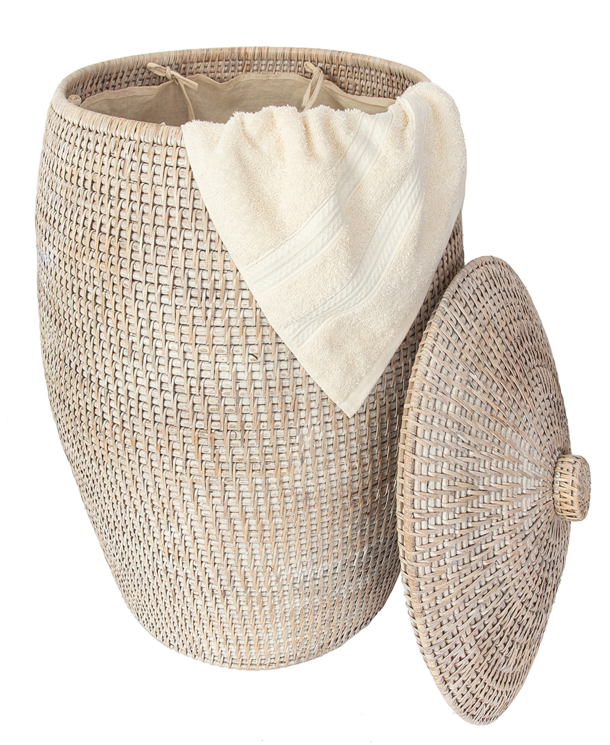Shop Artifacts Trading Company Saboga Home Beehive Laundry Hamper With Liner In White Wash