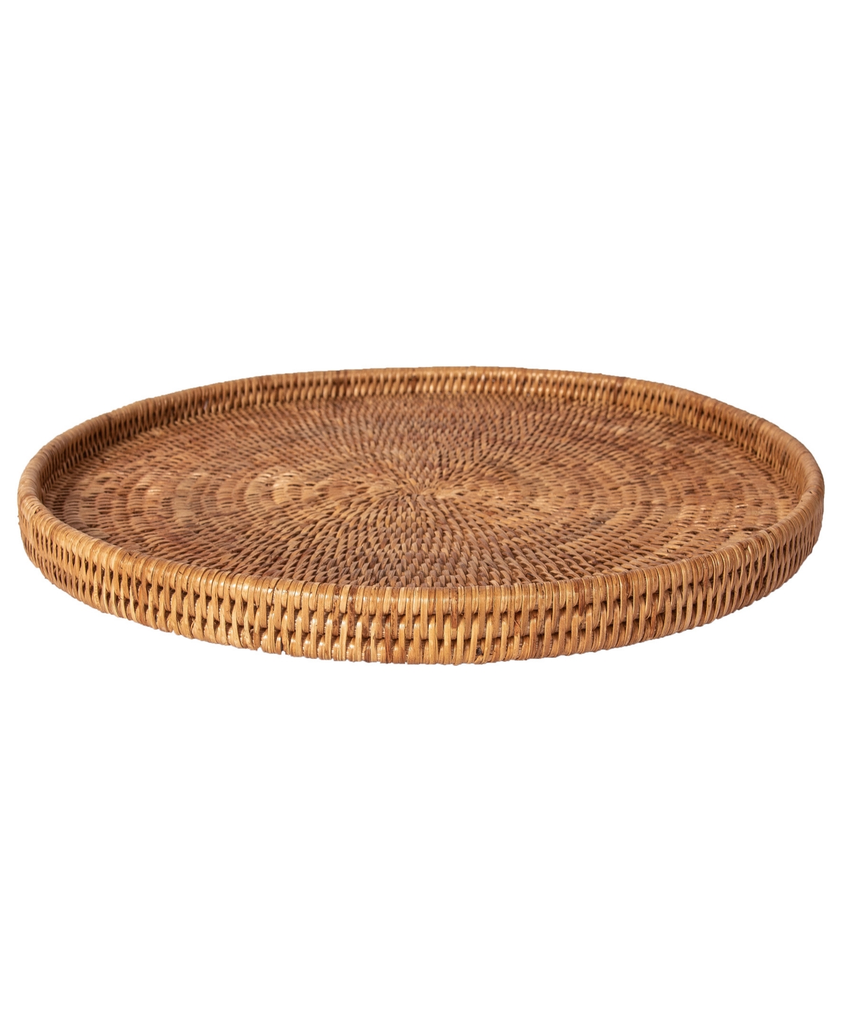 Artifacts Trading Company Artifacts Rattan Round Flat Tray In Honey Brown