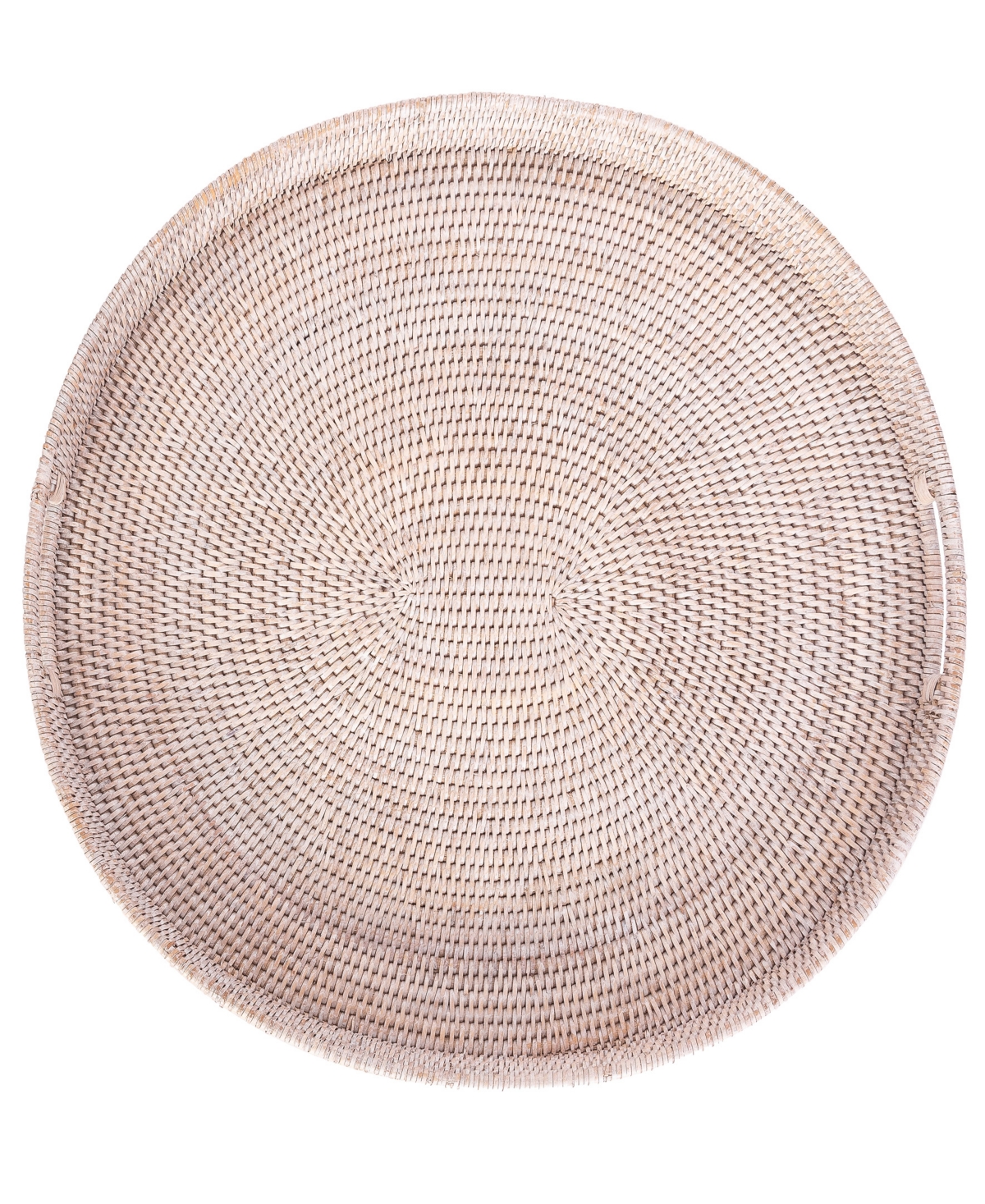 Shop Artifacts Trading Company Artifacts Rattan Oval Ottoman Tray With Cutout Handles In White Wash