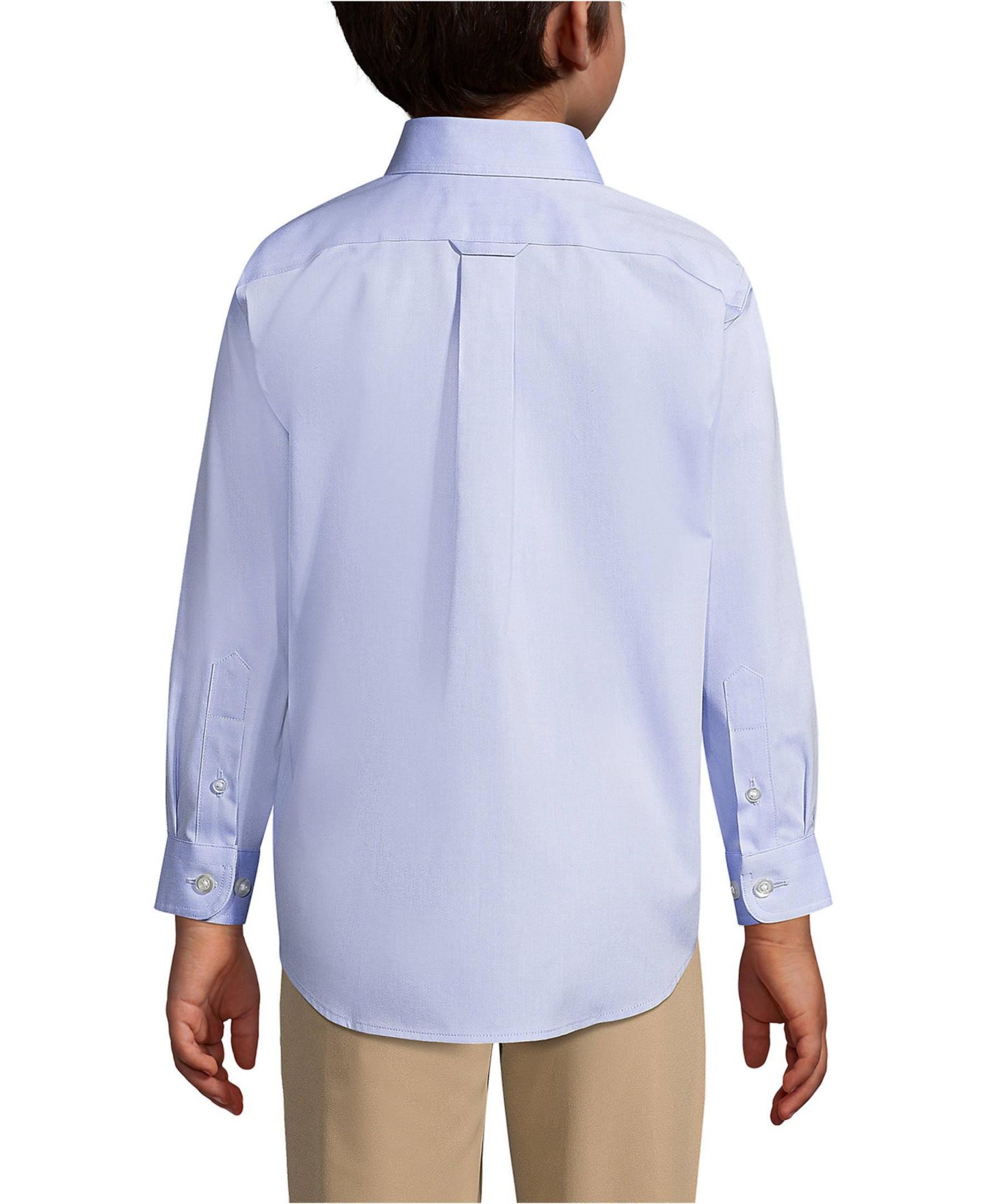 Рубашка Lands' End Long Sleeve No Iron Pinpoint Dress Shirt для мальчиков, цвет: Синий, вариант 1 — фото 5